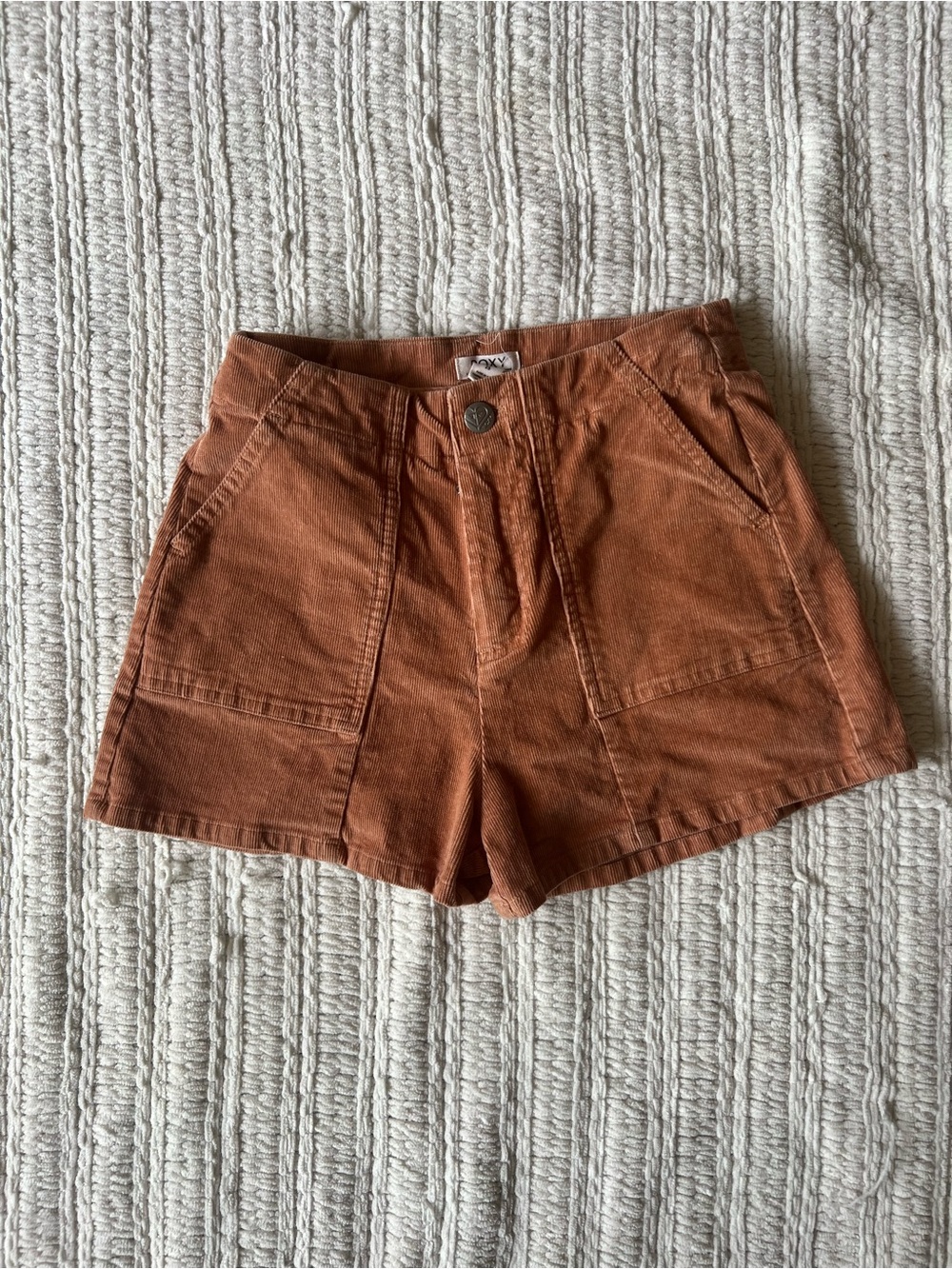 Roxy High Waist Corduroy Shorts - Rust Brown